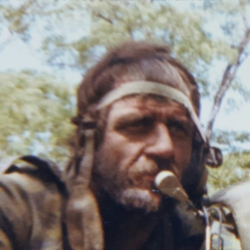 Mike West close-up, weathered headband